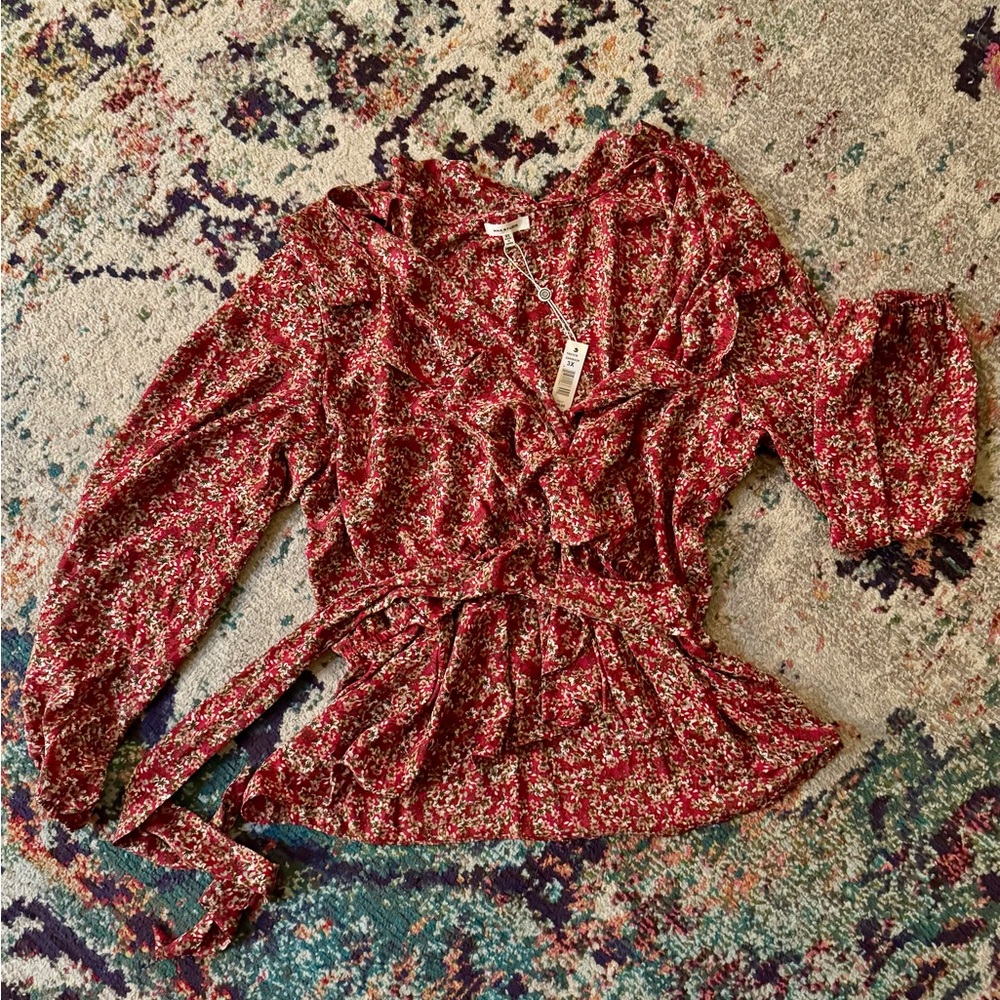 Max Studio Red Floral Blouse